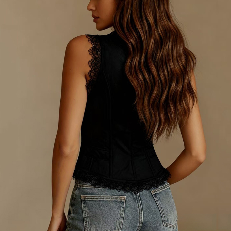 Jacken Damen V Deep Neck Lace  - Sewing Vest review and price