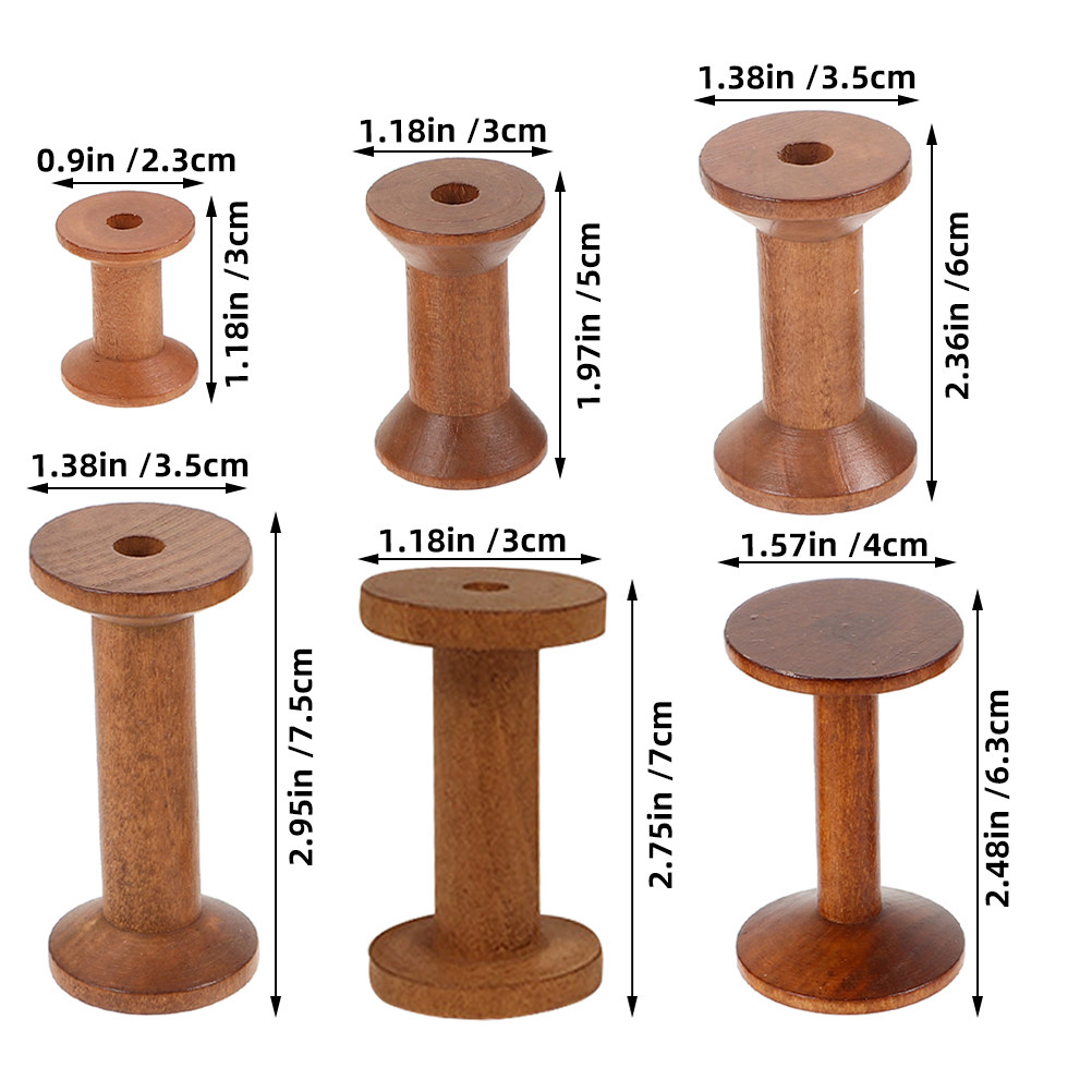 6Pcs Vintage Wooden Thread Spo - Thread Bobbins Empty review and price