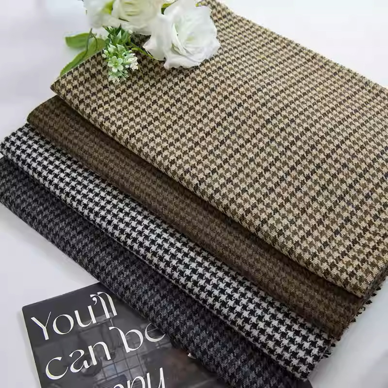 Light Coffee Small Houndstooth - Sewing Tweed Fabric review and price