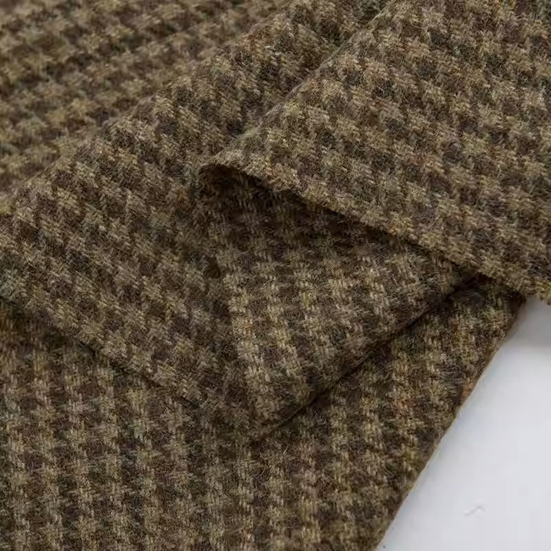 Light Coffee Small Houndstooth - Sewing Tweed Fabric review and price